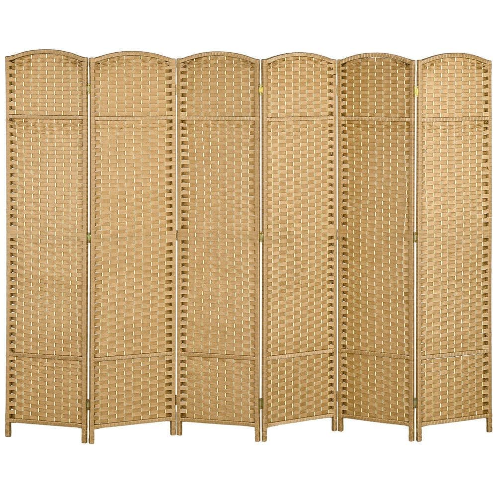 Sunocity Wood Folding Room Divider Screen 6-Panel 5.6 ft. Tall Privacy Screen Freestanding Room Partition for Home Office, Beige (1)