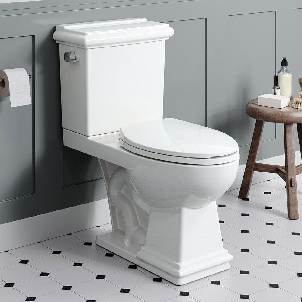 HOROW 17.52 in. ADA Chair Height 2-piece 1.27 GPF Single Flush Elongated Toilet Map Flush 1000g, Soft-Close Seat Included (1)