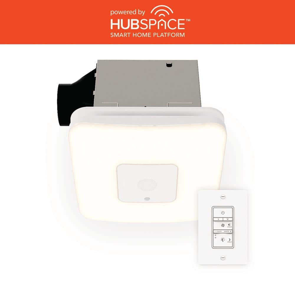 Commercial Electric 80 /110 CFM Ceiling/Wall Mount Roomside Installation Smart Bathroom Exhaust Fan, Bluetooth Speaker, Powered by Hubspace (1)
