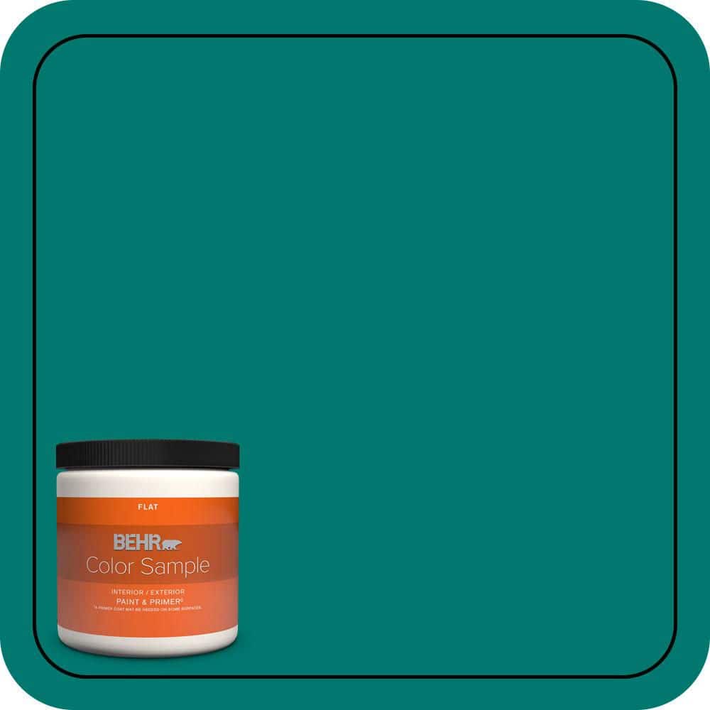 BEHR PREMIUM PLUS 8 oz. #490B-7 Mermaid Harbor Flat Interior/Exterior Paint & Primer Color Sample