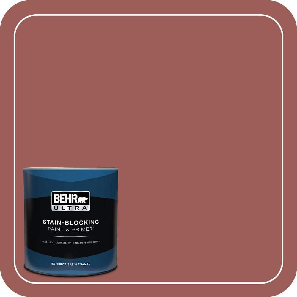 BEHR ULTRA 1 qt. #PMD-86 Arabian Red Satin Enamel Exterior Paint & Primer