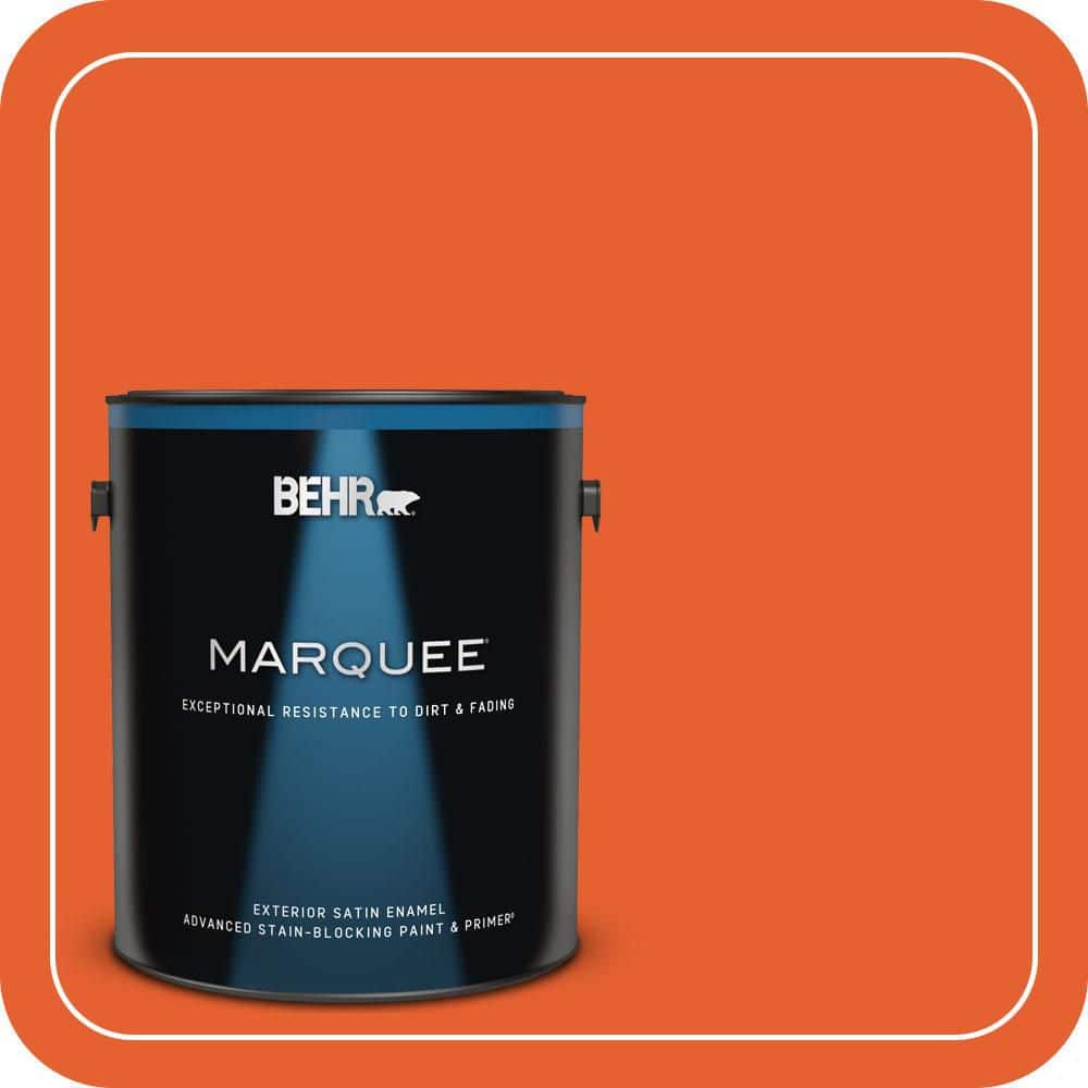 BEHR MARQUEE 1 gal. #S-G-230 Startling Orange Satin Enamel Exterior Paint & Primer