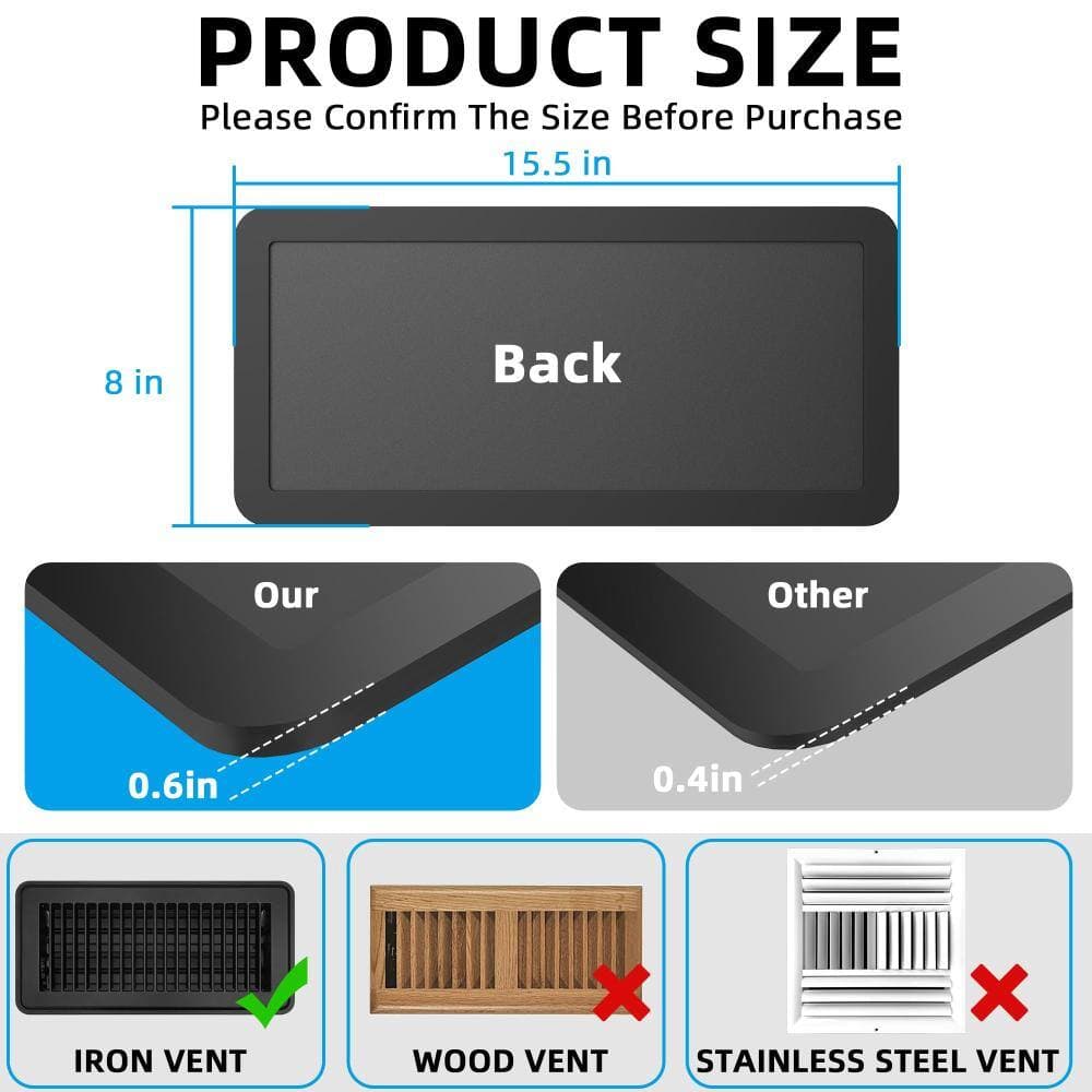 Unbranded 8 x 15.5 Inch Magnetic Vent Covers Floor Wall Ceiling Air Register Covers for Home HVAC RV Vent Covers (4 Pack) (3)