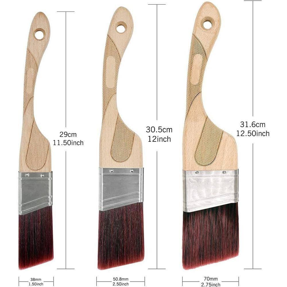 KIWDZFU Angled Paint Brush Set with Ergonomic Wood Handle for Wall Furniture Cutting 3PC (1.5, 2, 2.5) (3)