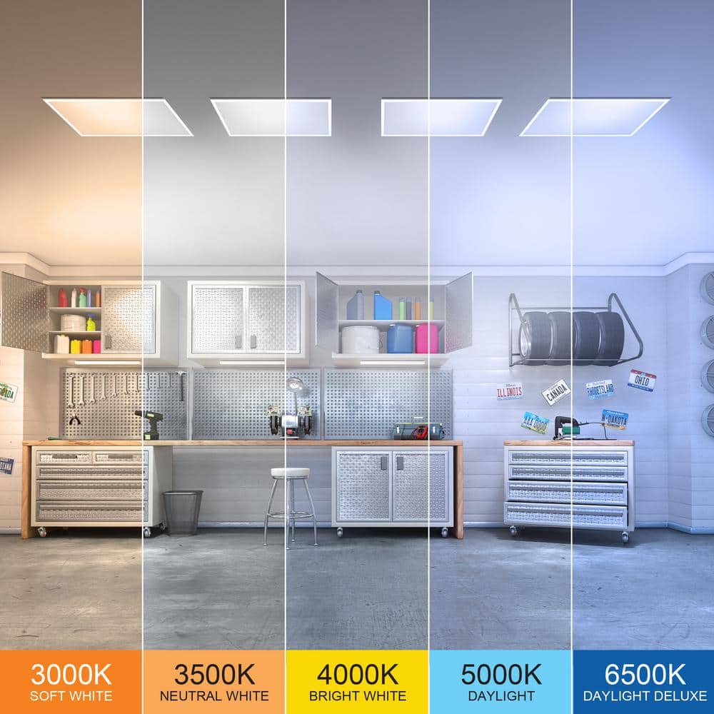 Commercial Electric 1-Pack 1 ft. x 2 ft. 2000 Lumens Dimmable Integrated LED Flat Panel Ceiling Flush Mount Fixture with Selectable 5CCT (3)