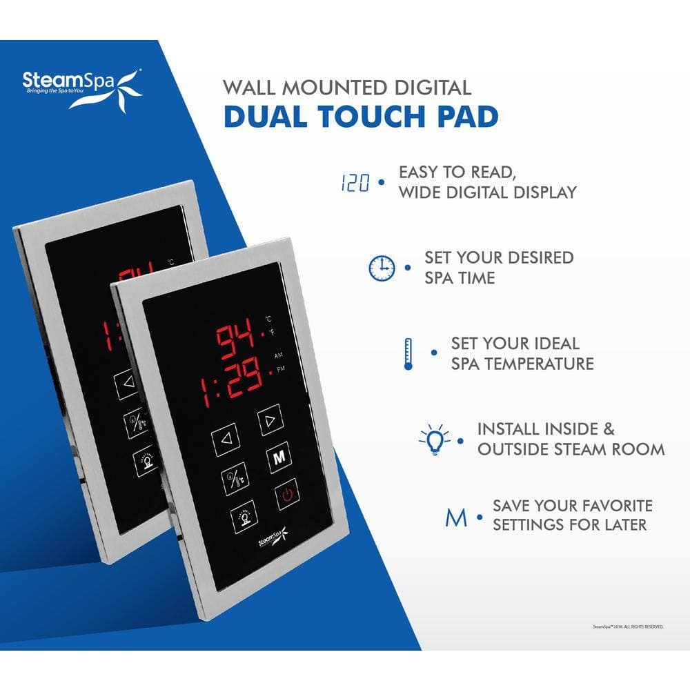 SteamSpa Royal Series Upgrade Control Kit with Dual Touch Pad Control Panel Set and Matching Steam Head in Polished Chrome (2)