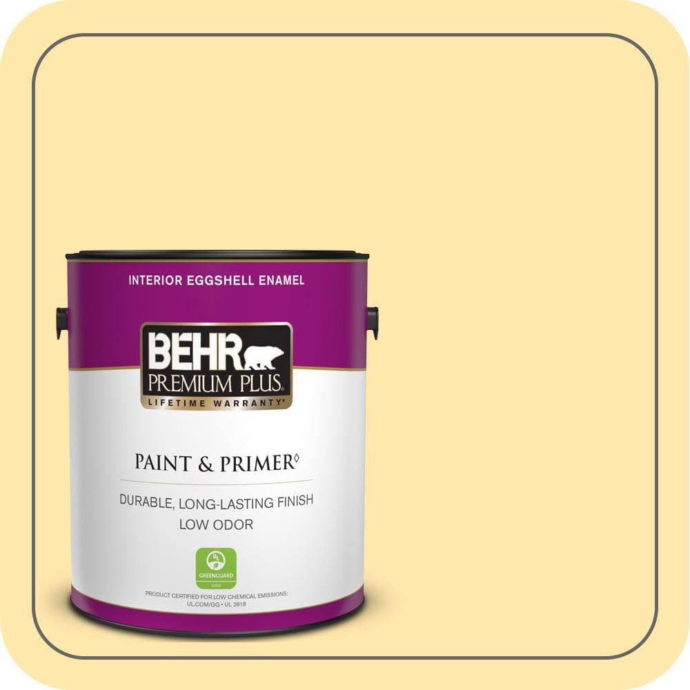 BEHR PREMIUM PLUS 1 gal. #PPH-02 Corn Eggshell Enamel Low Odor Interior Paint & Primer