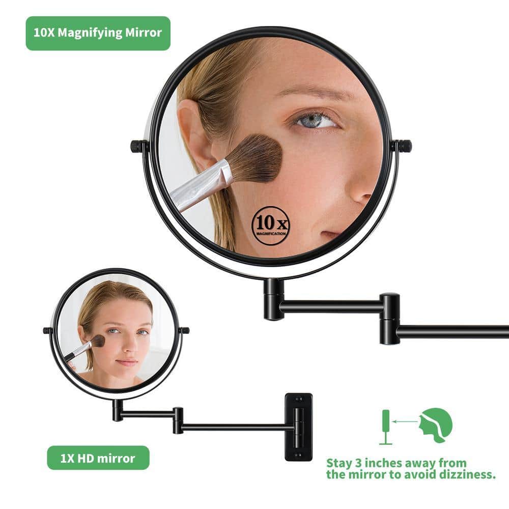 EAKYHOM 10X Wall Mount Bathroom Makeup Mirror in Black (3)