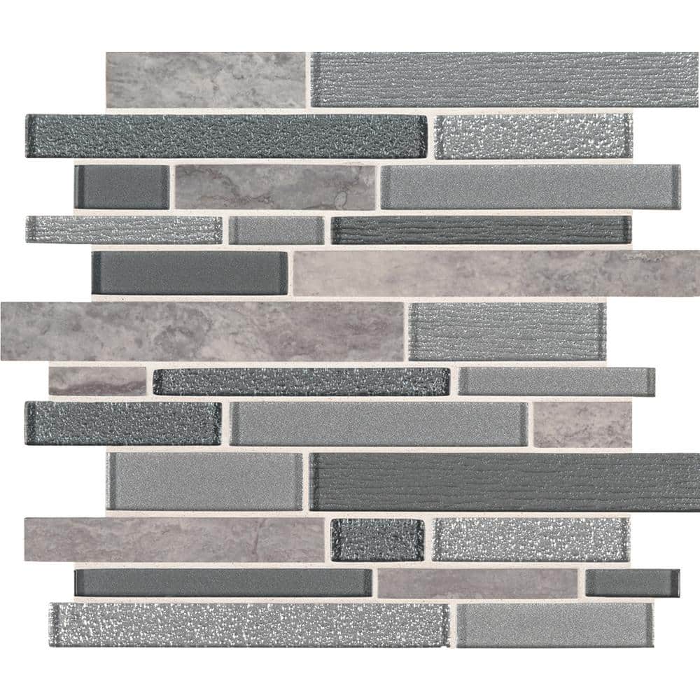 MSI Smoky Alps Interlocking 12 in. x 12 in. x 0.38 in. Glass/Stone Mesh-Mounted Mosaic Wall Tile (0.97 sq. ft./each) (2)