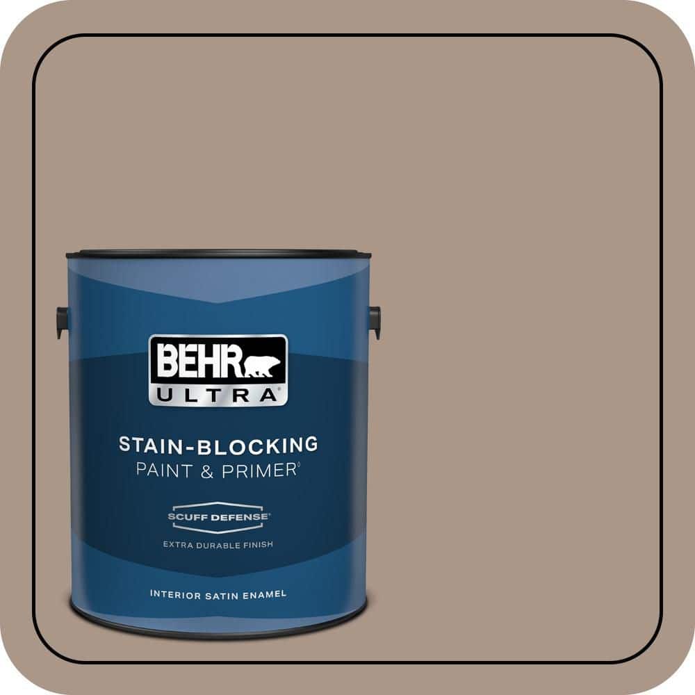 BEHR ULTRA 1 gal. #N230-4 Chic Taupe Extra Durable Satin Enamel Interior Paint & Primer