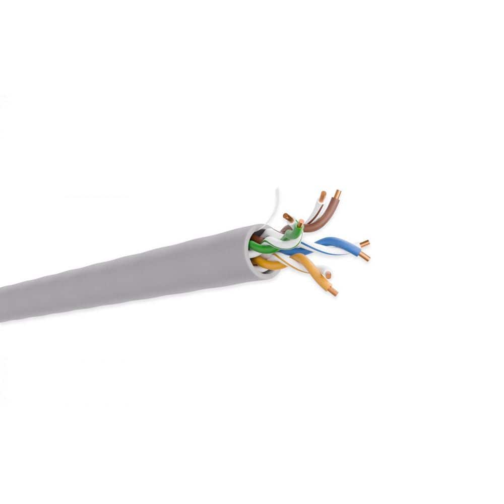Micro Connectors, Inc CAT 5E 1000 ft. Gray 24AWG / 8-Conductors Solid Copper UTP CMP Data Cable Plenum Ethernet Bulk