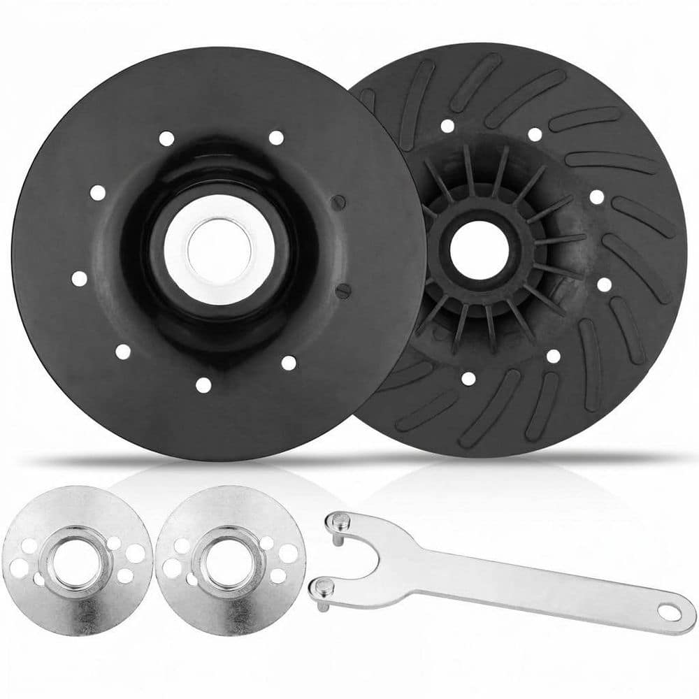 LAIFUCAM 4.5 in Plastic Ribbed Backing Pad with Spiral-Raised Ribs for Resin Fiber Disc Grinding Sanding Polishing 2 Pack (1)