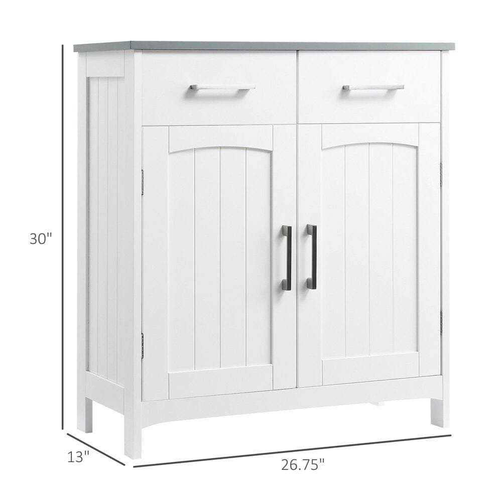 Buruis 26.8 in. W x 13 in. D x 30 in. H White Bathroom Linen Cabinet with 2-Doors and 2-Drawers (2)