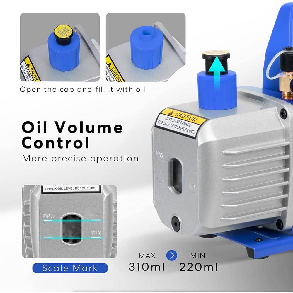 VIVOHOME 110-Volt 1/3 HP 4.5 CFM Single Stage Rotary Vane Air Vacuum Pump with Oil Bottle (2)