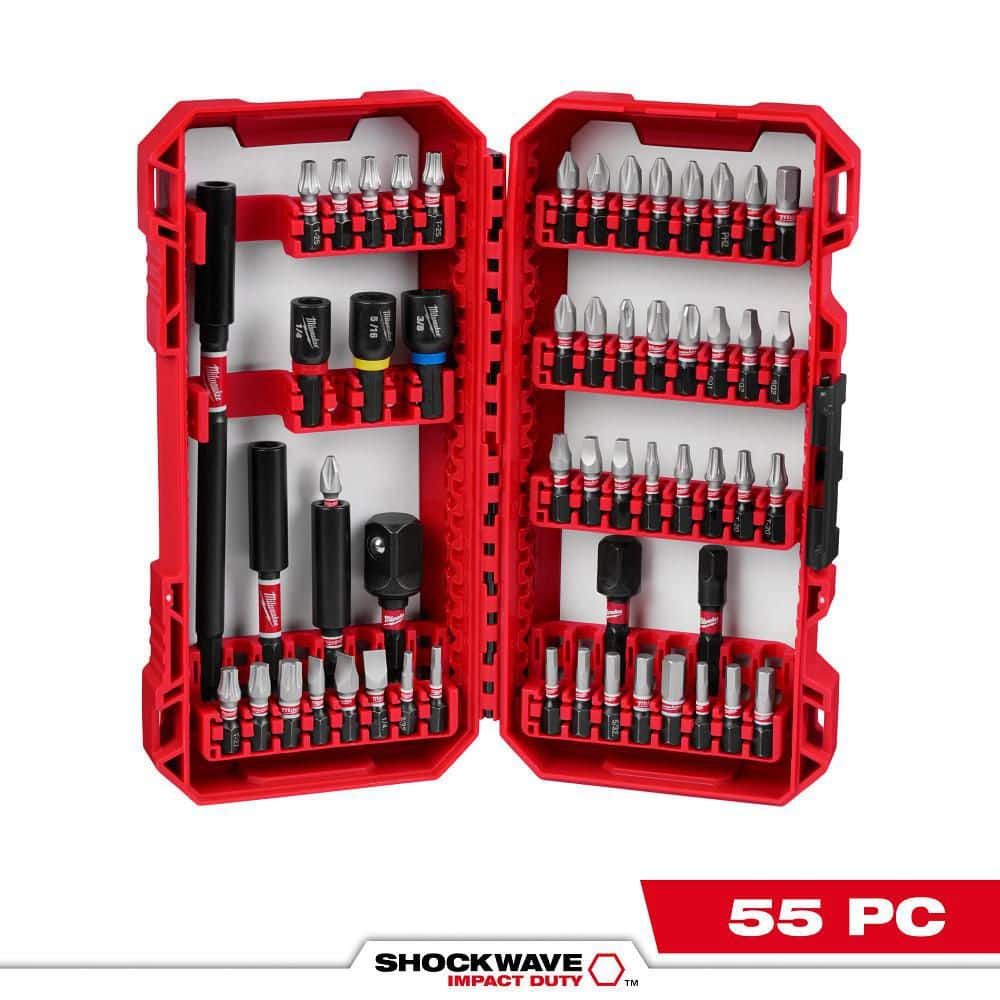 Milwaukee SHOCKWAVE Impact Duty Alloy Steel Screw Driver Bit Set with PACKOUT Accessory Case (55-Piece)