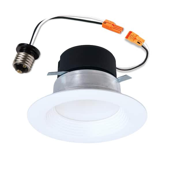 HALO 1-pack LT 4 in. Selectable 5CCT IC Rated Indoor Integrated LED Recessed Light with Baffle Trim, 600 Lumens, Matte White