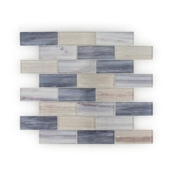 Jeffrey Court New Moon Blue 11.875 in. x 11.625 in. Interlocking Glossy Glass Mosaic Tile (0.958 sq. ft./Each)