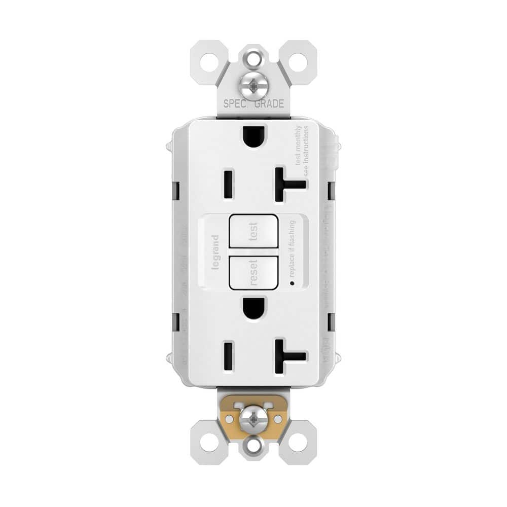 Legrand PlugTail 20 Amp Tamper Resistant GFCI Duplex Outlet White