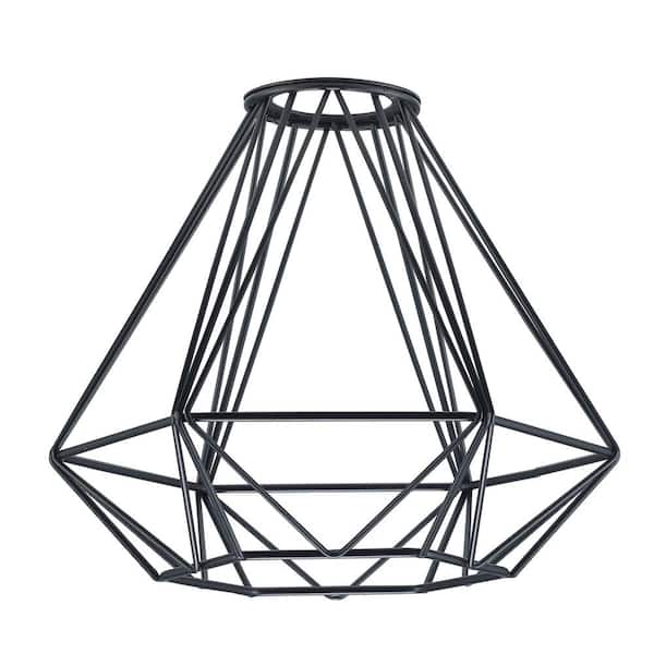 PRIVATE BRAND UNBRANDED 7.6 in. Black Metal Cone Shaped Cage Replacement Pendant Shade with 2.25 in. Uno Fitter
