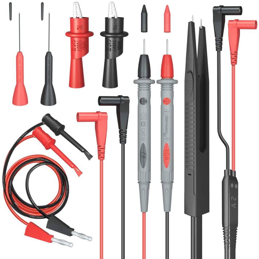 Lukyamzn 10-Piece Multimeter Test Leads Professional Kit with Alligator Clips Probes CAT II 1000V 10A Durable Safe