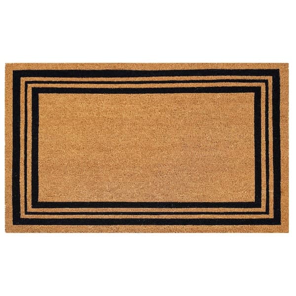 StyleWell Welcome Natural Black Border 24 x 36 Coir Non-Slip Outdoor Door Mat