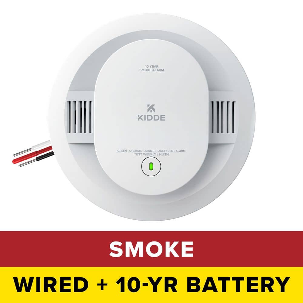 Kidde 10-Year Hardwired Interconnected Smoke Detector with Photoelectric Sensor, 20SA10
