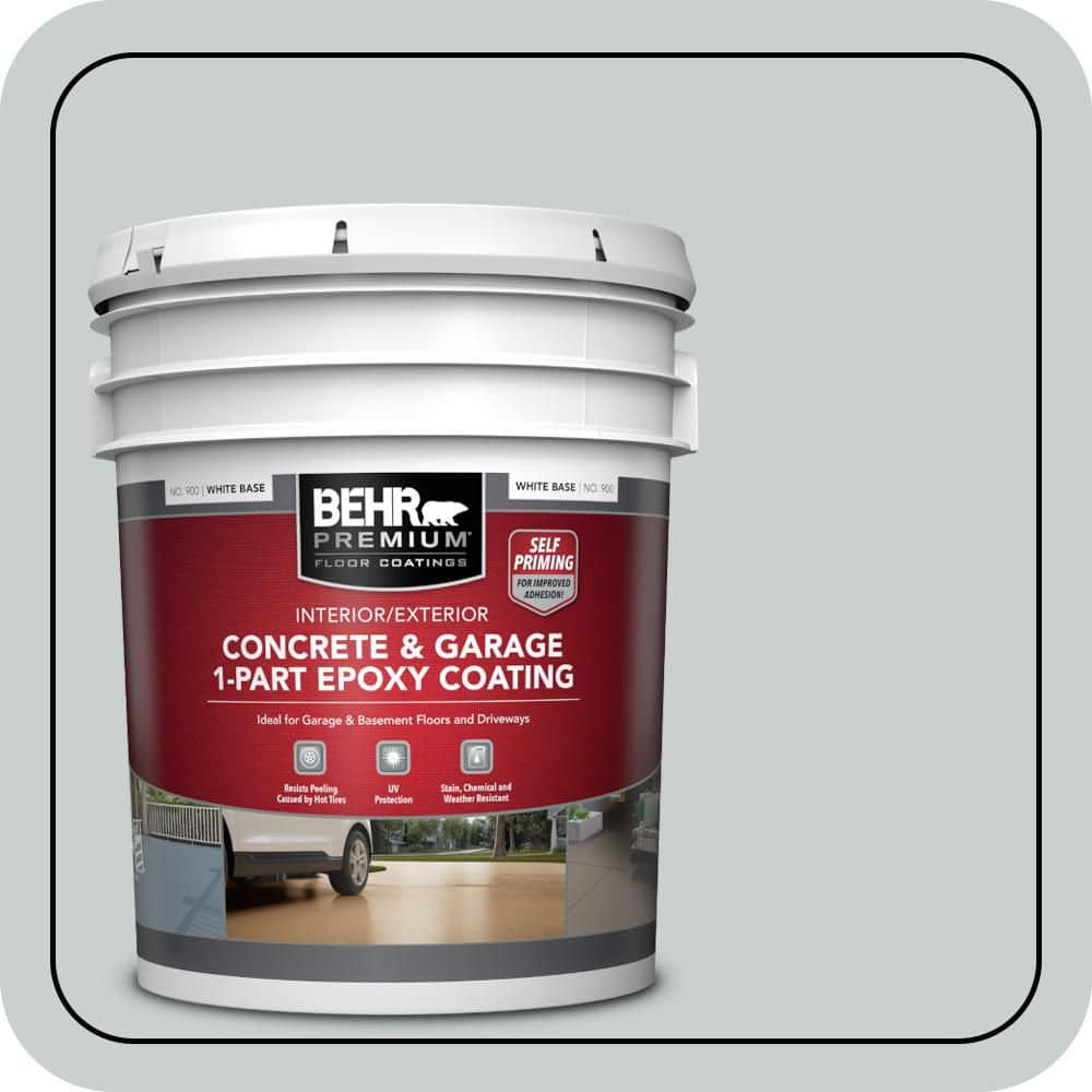 BEHR PREMIUM 5 gal. #PPF-17 Foggy Morn Self-Priming 1-Part Epoxy Satin Interior/Exterior Concrete and Garage Floor Paint