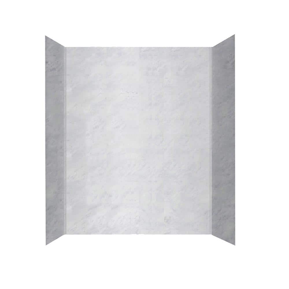 Swan 30 in. x 60 in. x 60 in. 3-Piece Easy Up Adhesive Alcove Tub Surround in Ice