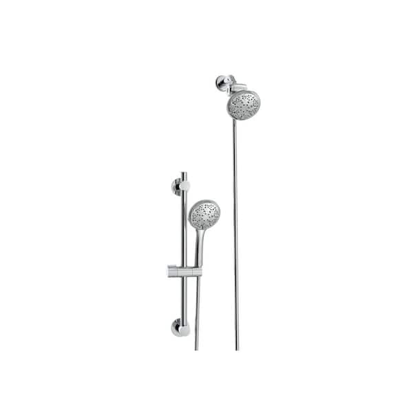 Glacier Bay Wall Bar 6 -Spray Patterns with 1.8 GPM 4.5 in. Wall Mount Dual Shower Heads with Nail Glue Installation in Chome