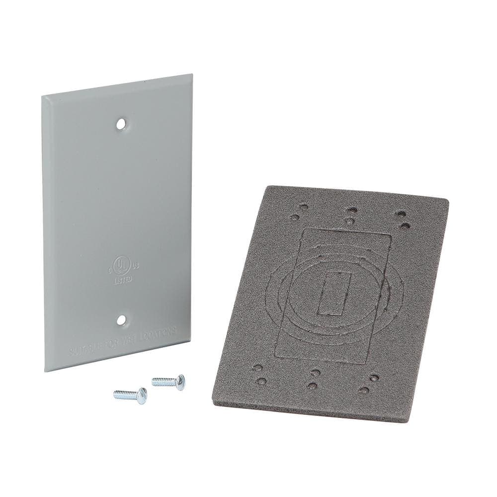 Commercial Electric 1-Gang Blank Metallic Weatherproof Outlet Cover, Gray