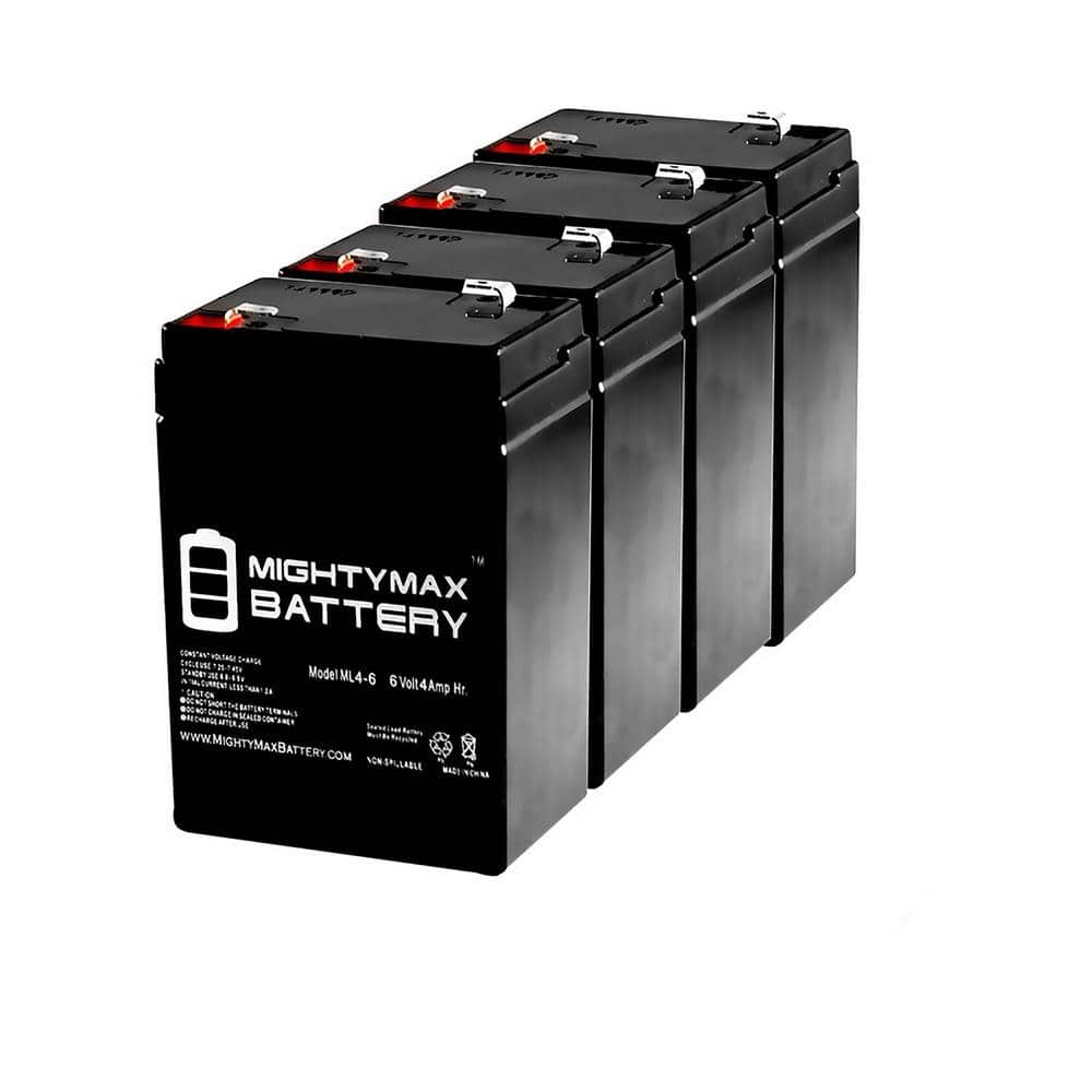 MIGHTY MAX BATTERY 6V 4.5Ah Emergency Exit Lighting SLA Battery - 4 Pack
