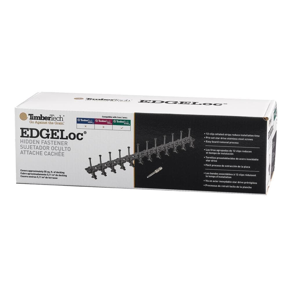 TimberTech EDGELoc for Composite 55 sq. ft. (96 EdgeLoc Glass Filled Nylon Fasteners with 96 Preset 305SS Screws and T15 Drive Bit)