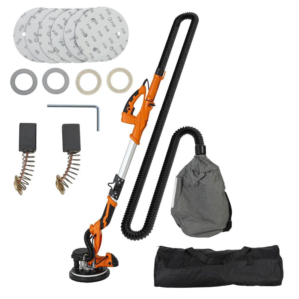 Tatayosi 7.27 Amp 70.87 in. Corded Variable Speed Drywall Sander with Vacuum Dust Collection and LED Light, Orange
