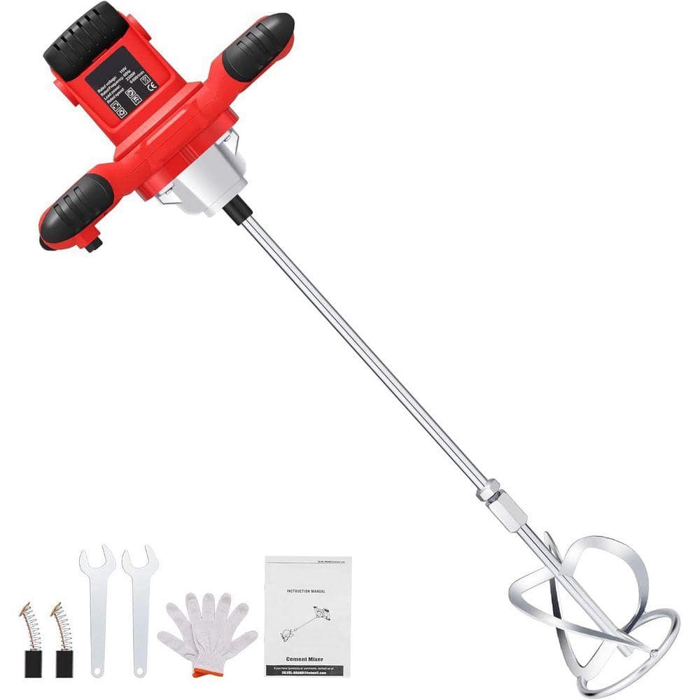 KIWDZFU 2300W Handheld Electric Concrete Mixer with 6-Speeds Portable Cement Mortar Mud Paint Fodder Mixer 110-Volt