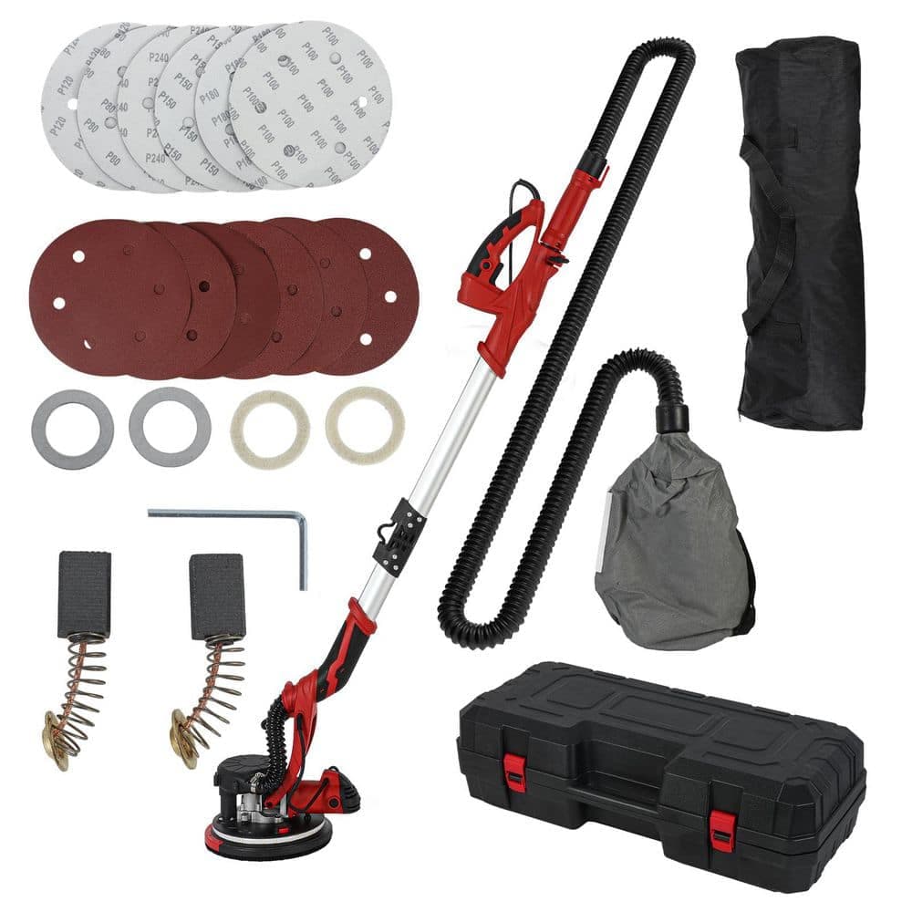Tatayosi 7.27 Amp Corded Variable Speed Drywall Sander with Vacuum Dust Collection and LED Light, Red