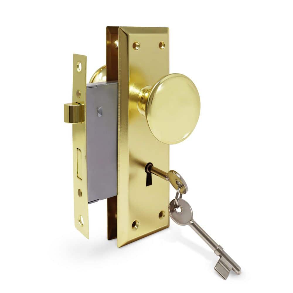 Premier Lock Left/Right Reversible Old Time Mortise Replacement Lockset-Entry Function with Skeleton Key-US3 Brass Finish