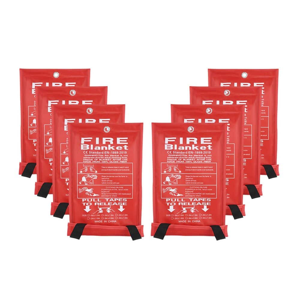 Ahfiwaso Fiberglass Emergency Fire Blanket Hook Flame-Retardant Home Kitchen Fireplace Grill Camping 8-Pack