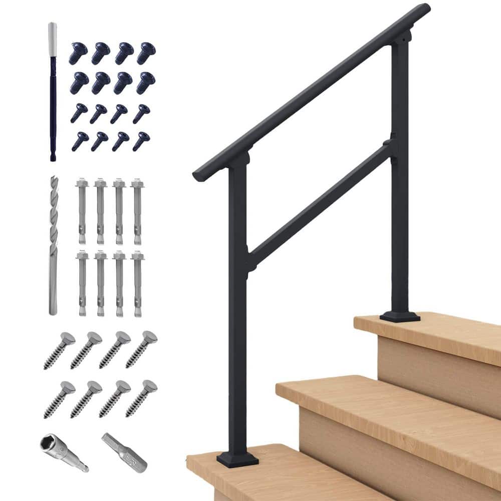 NVNOO 2-3 Step Handrail and Indoor Stair Railing Kit for Outdoor Steps
