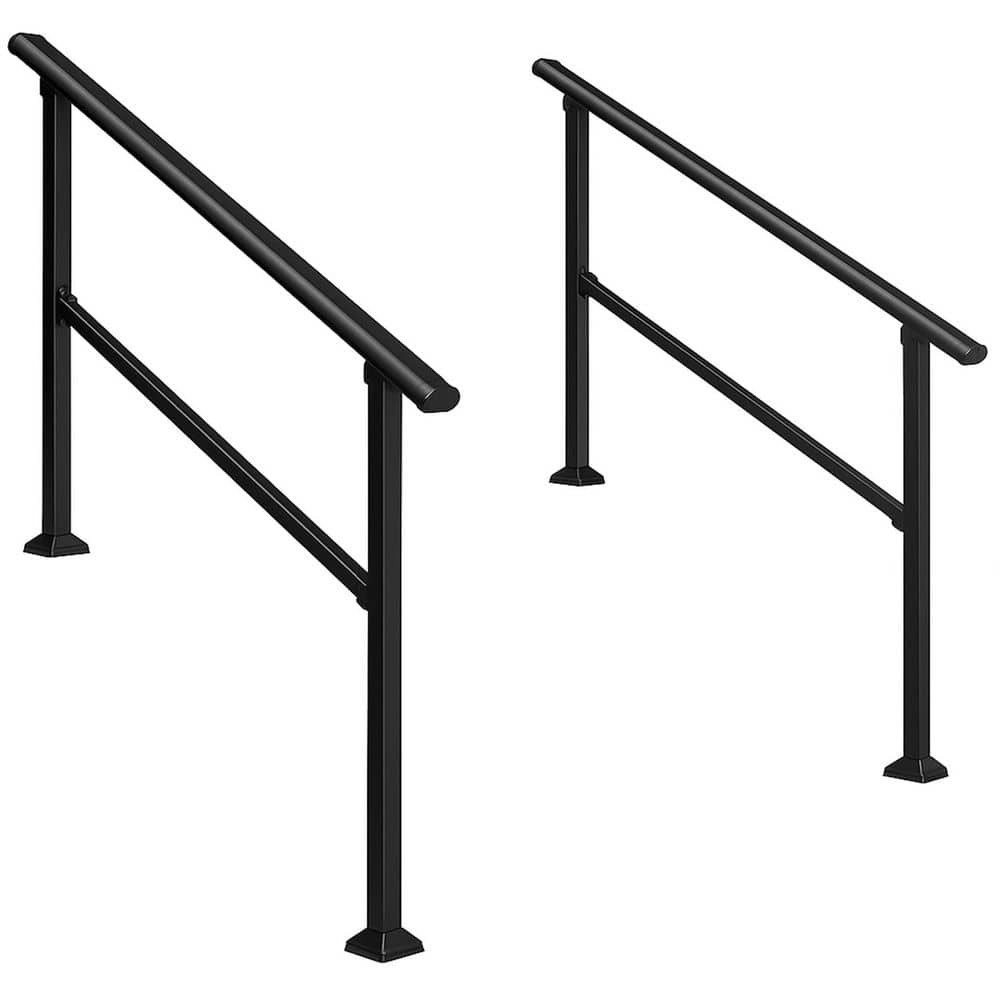 Afoxsos 4-Step Metal Hand Rails Outdoor Safety Railing Kit for Seniors Adjustable Stair Handrail (2-Pack)