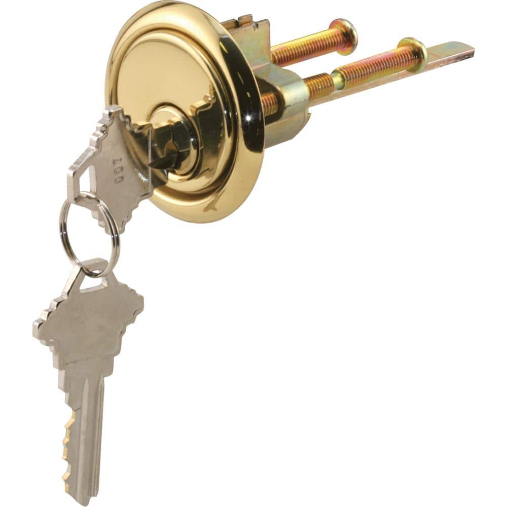 Prime-Line Brass Diecast, Rim Cylinder Lock with Trim Ring, 5 Pin