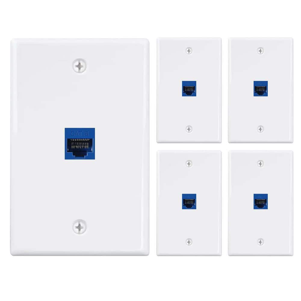 Newhouse Hardware White 1-Gang Ethernet Wall Plate (5-Pack)