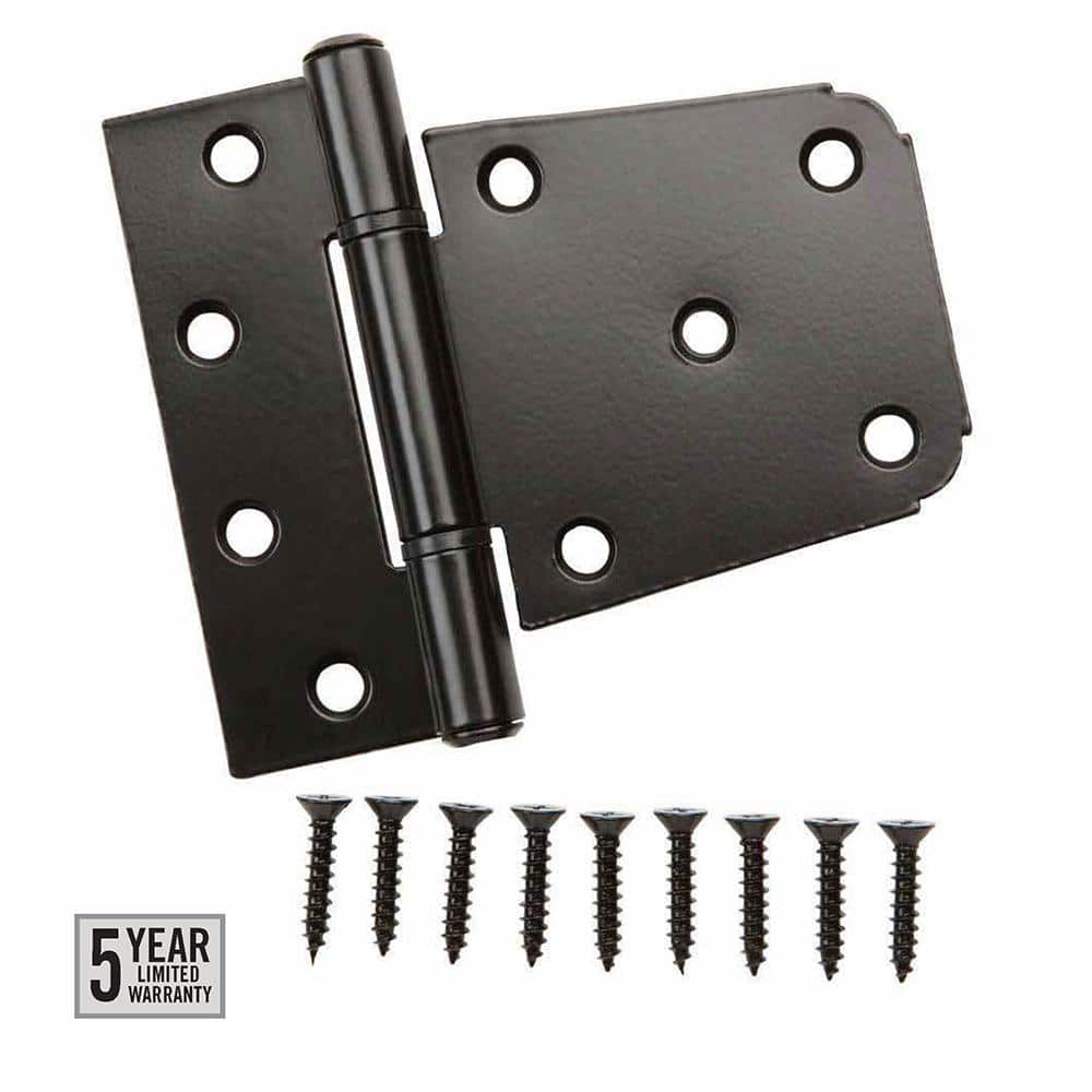 Everbilt 3-1/2 in. Standard Black Stainless Steel Heavy-Duty Tee Hinge