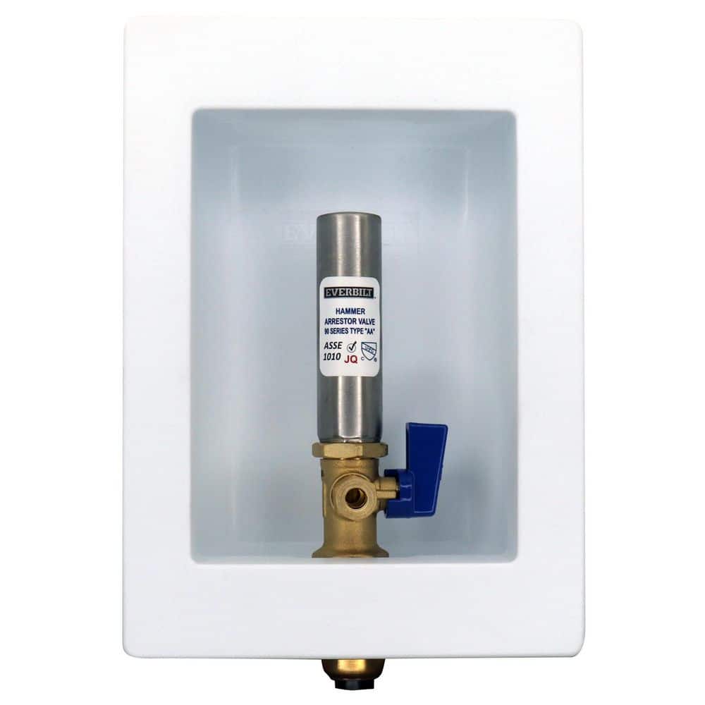 Everbilt 1/2 in. Brass Push-to-Connect Ice Maker Outlet Box with Water Hammer Arrestors