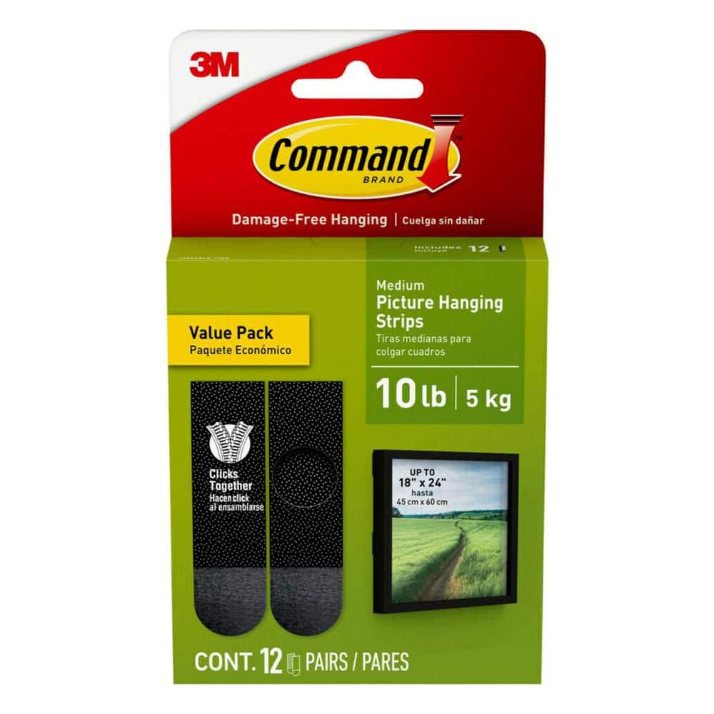 Command Medium Picture Hanging Strips, White, Damage Free Decorating, 12 Pairs