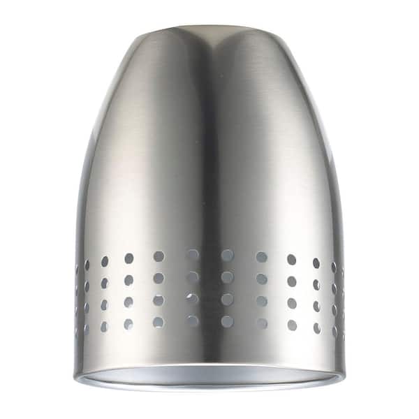 PRIVATE BRAND UNBRANDED 6.4 in. Brushed Nickel Metal Dome Shaped Replacement Pendant Shade with 2.25 in. Neckless Fitter