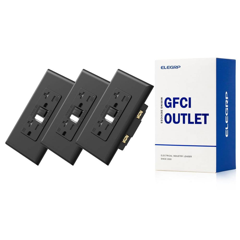 ELEGRP GFCI Outlet with Night Light, 125V Tamper Resistant Duplex wall outlet, Wall Plate included, Matte PC