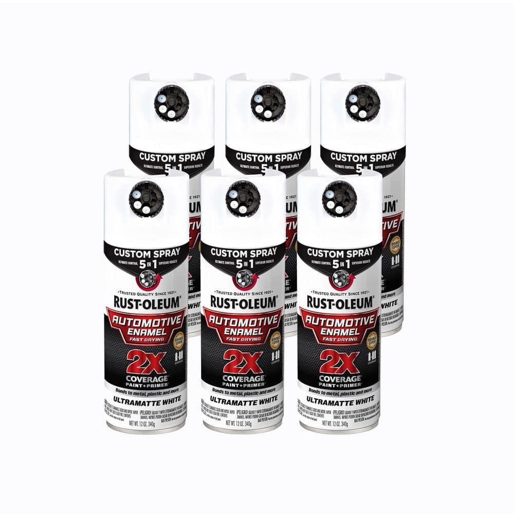 Rust-Oleum Automotive 12 oz. Custom Spray 5-in-1 Matte White Spray Paint (Case of 6)