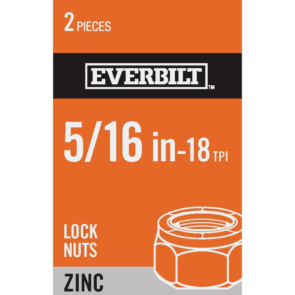 Everbilt 5/16 in.-18 Coarse Zinc Plated Steel Nylon Lock Nuts (2-Pack)