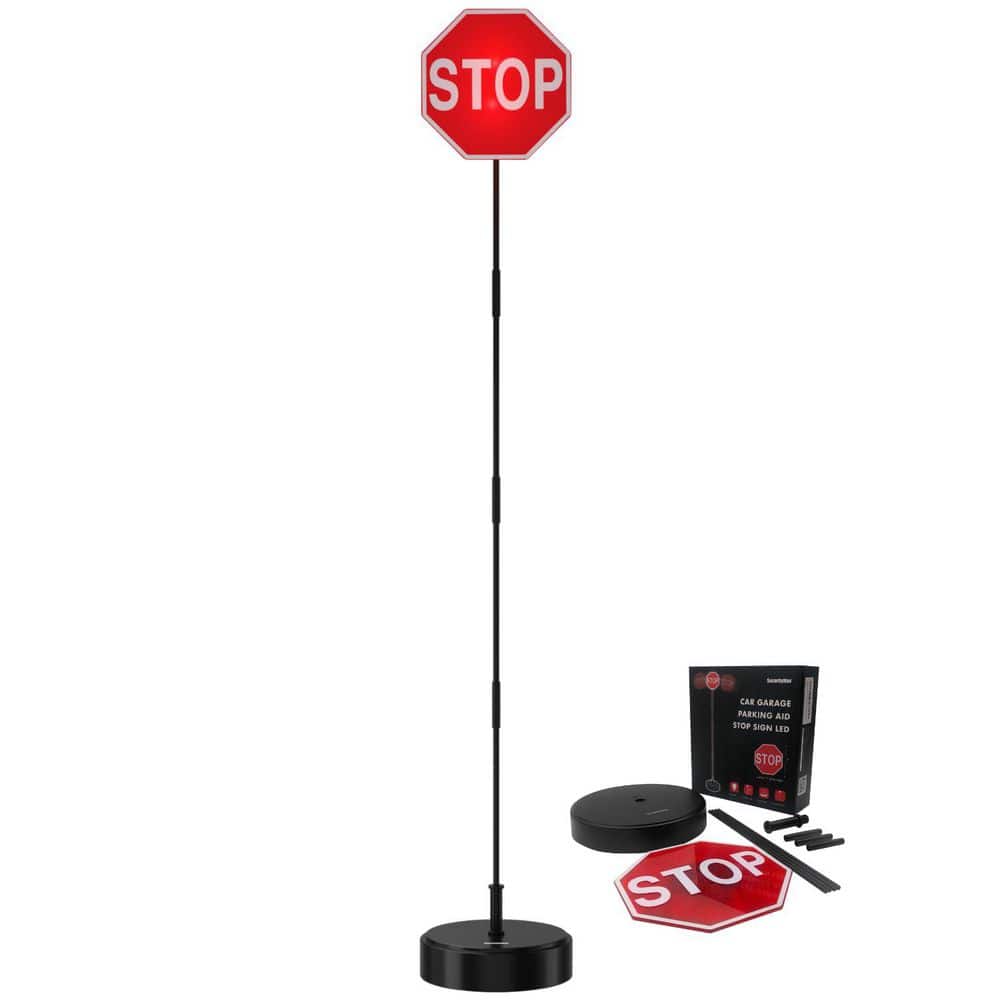 NVNOO 7 in. x 55 in. Garage Parking Aid with Bright Red LED Stop Sign for Car Stopping (1-Pack)