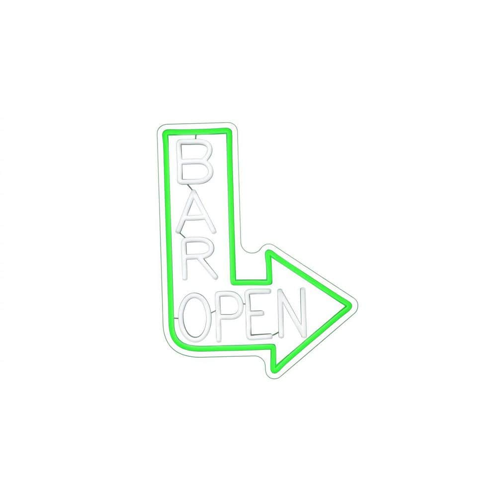 Afoxsos Dimmable Open Neon Sign USB Powered Green White LED Arrow Light Wall Decor for Bar Man Cave Pub Restaurant